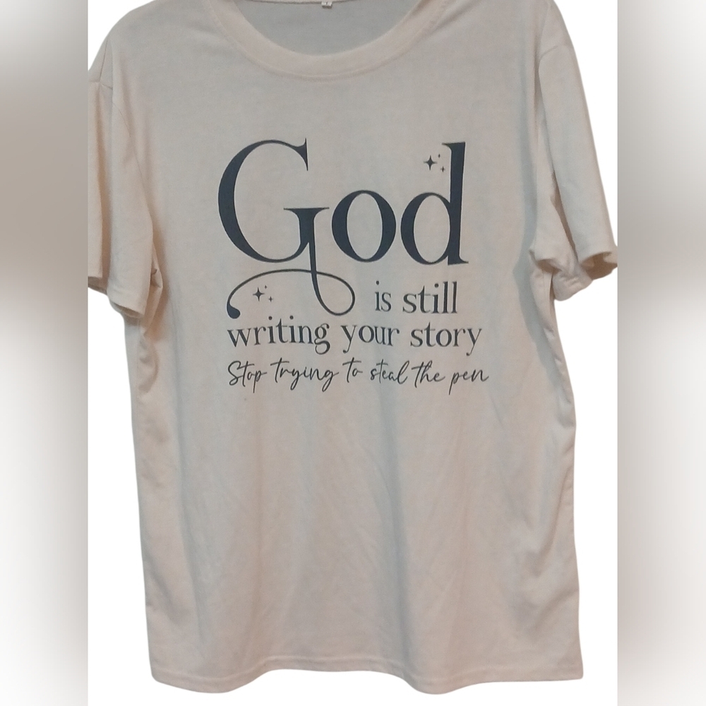 Access Christian Apparel - NWOT, Beige Tee-shirt, Short Sleeve, Crew Neck,